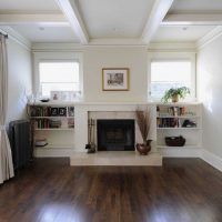 bright dark floor in the interior of the kitchen photo