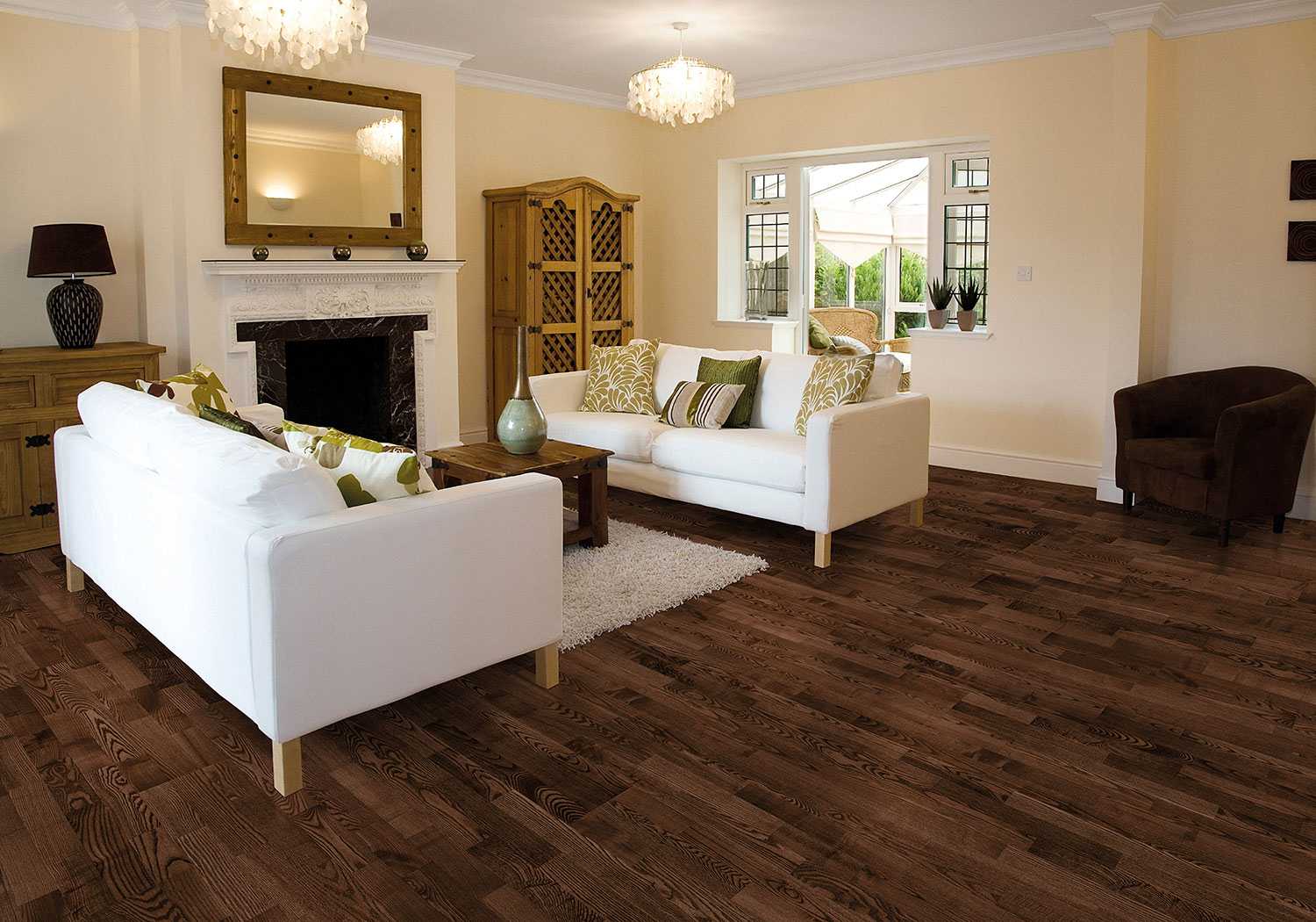 bright dark floor in the design of the kitchen