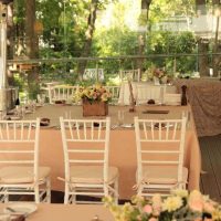 modern decoration of the wedding hall with balls photo