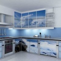 beautiful decor of the apartment in blue color photo