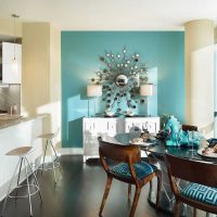 bright decor of the apartment in blue photo