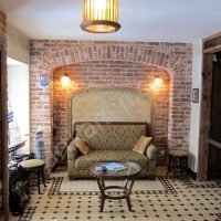 unusual interior of an apartment with old boards photo