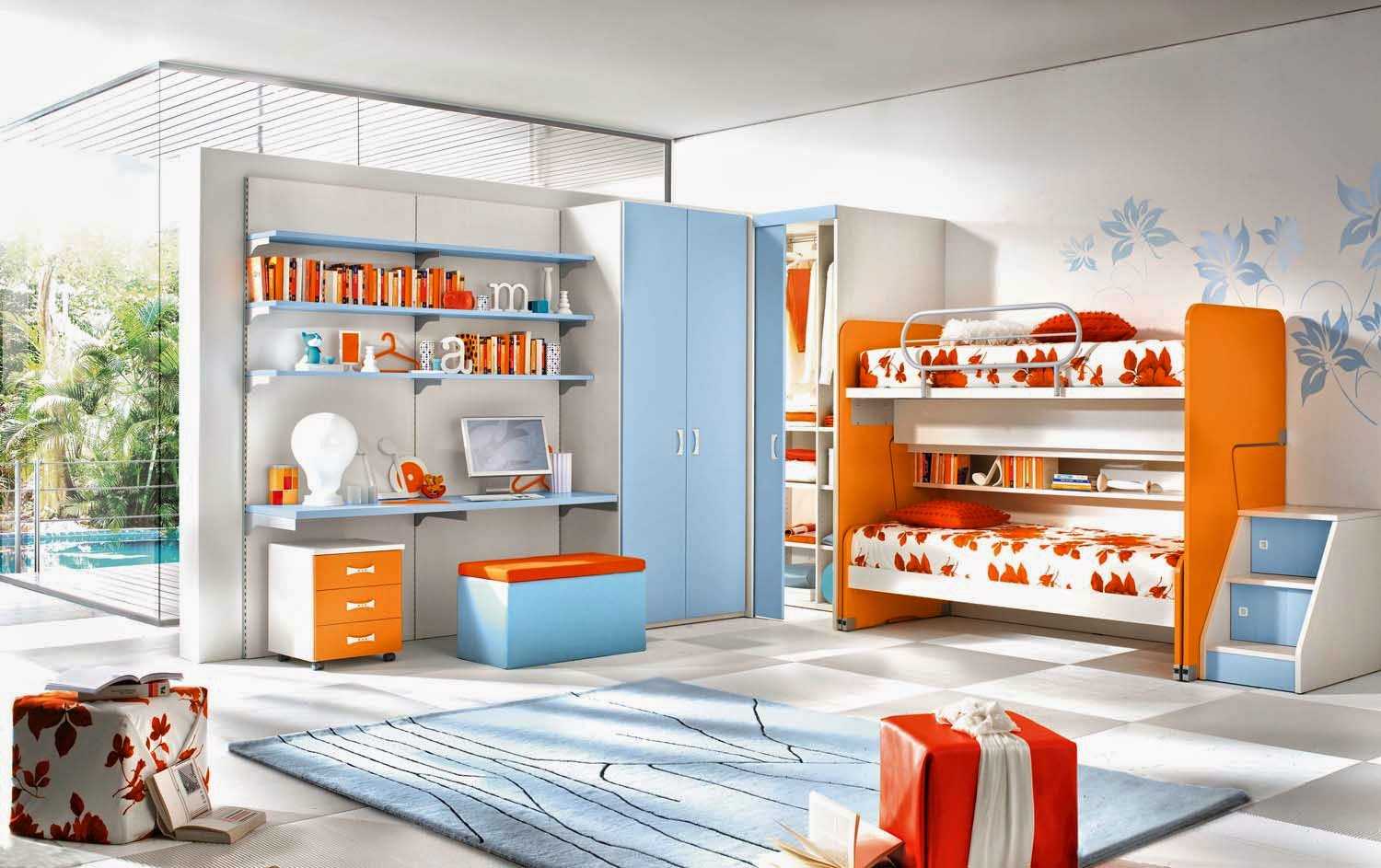 kombinacija tamno narančaste boje u stilu sobe s drugim bojama