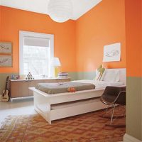 kombinacija svijetlo narančaste u stilu spavaće sobe s drugim bojama fotografije