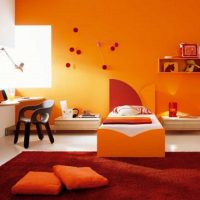 kombinacija tamno narančaste boje u dekoru dnevne sobe sa slikom drugih boja