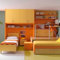 kombinacija svijetle narančaste boje u dizajnu kuhinje s drugim bojama fotografije