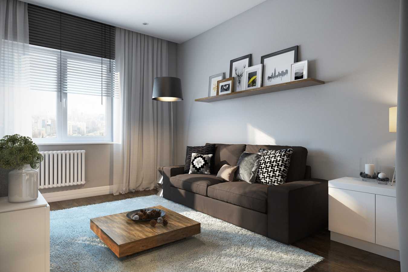 a combination of dark gray in the style of the apartment