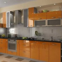 menggabungkan warna gelap di bahagian dalam foto dapur