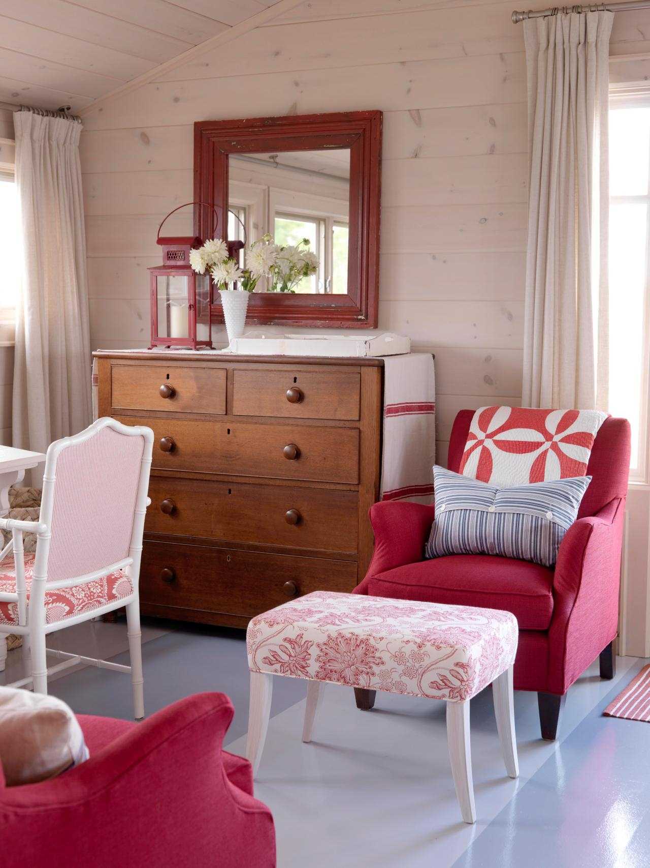 a combination of light pink in the interior of the room with other colors