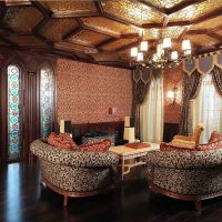 prekrasan dizajn dnevne sobe na fotografiji u gotičkom stilu