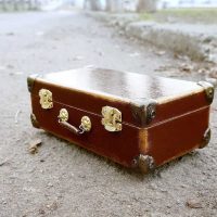 unusual decor of the apartment with old suitcases picture