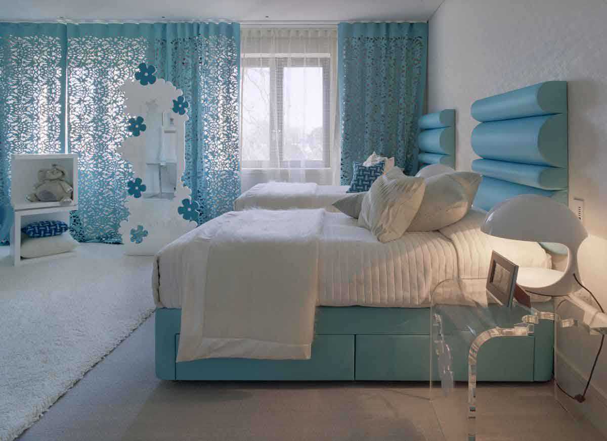 original bedroom interior in blue