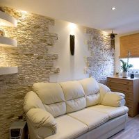 unusual flexible stone in the design of the room photo