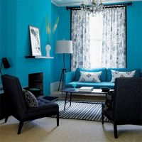 beautiful bedroom interior in blue color picture