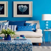 interno originale dell'appartamento in foto a colori blu