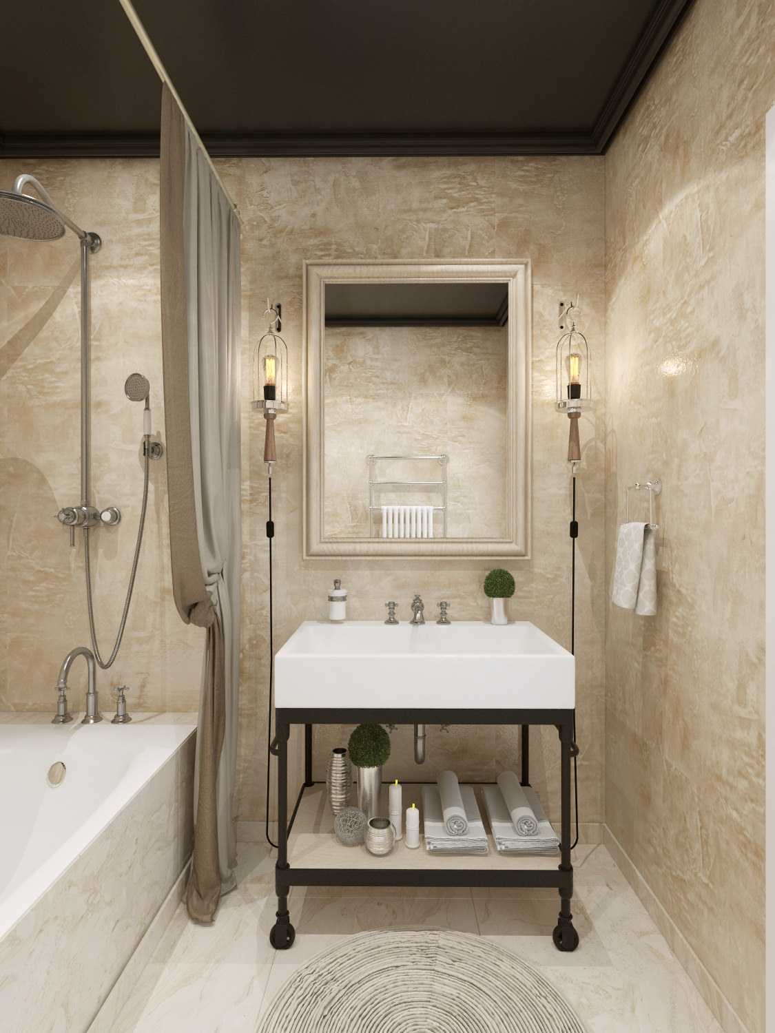 l'idea di un bellissimo intonaco decorativo all'interno del bagno