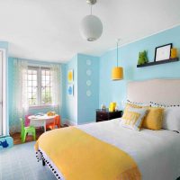 light bedroom style in blue color photo