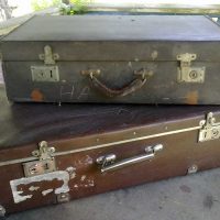 bright decor of the living room with old suitcases photo