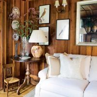 original interior of the living room with sawn wood photo