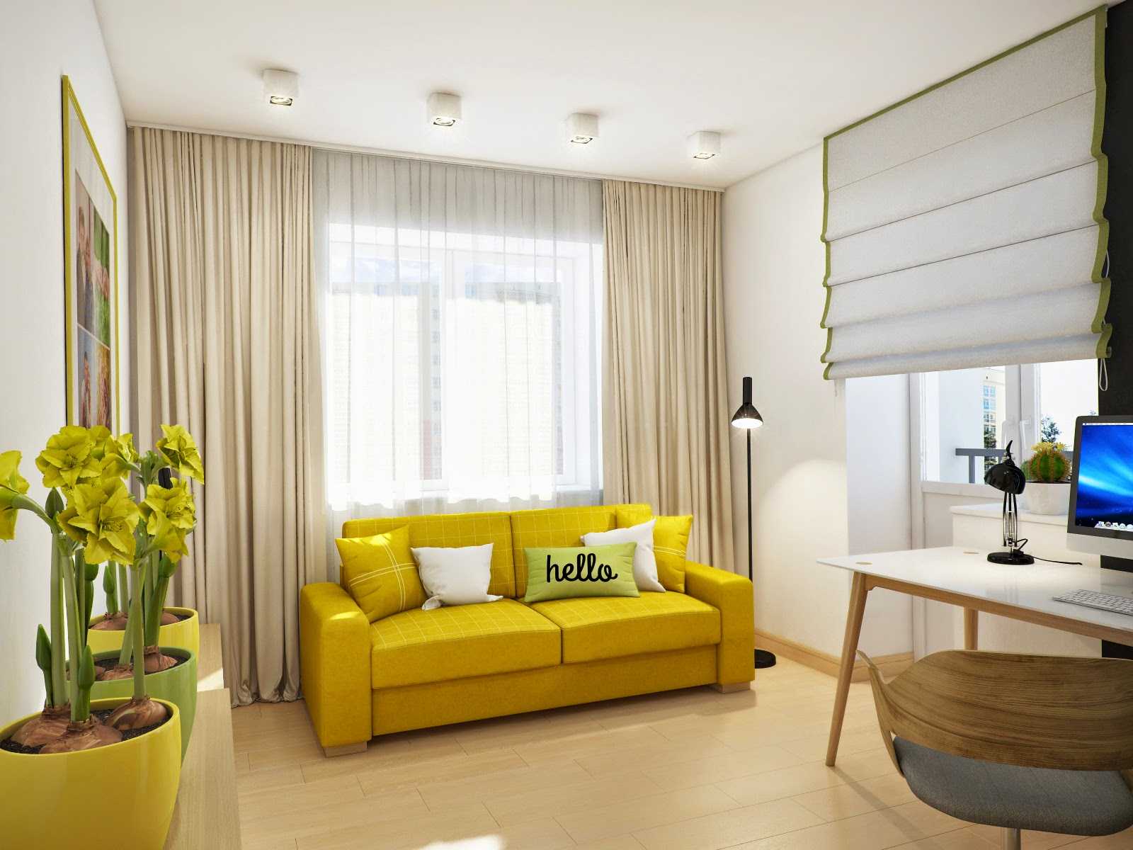 beautiful room design in mustard color