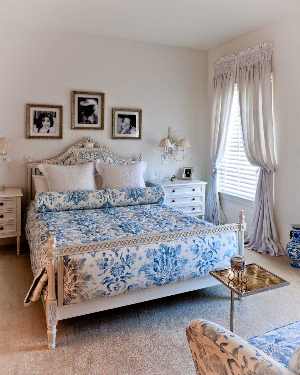 bright interior of the living room in blue