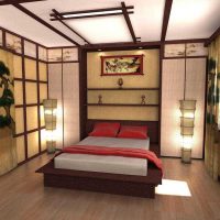 bright facade of the bedroom in oriental style photo