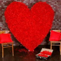 decorazione luminosa della stanza con materiali improvvisati per la foto di San Valentino