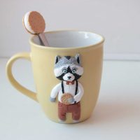 belle décoration de la tasse avec des animaux en pâte polymère faites-le vous-même photo