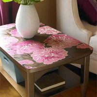 pilihan decoupage kabinet dengan foto bahan yang diperbaiki