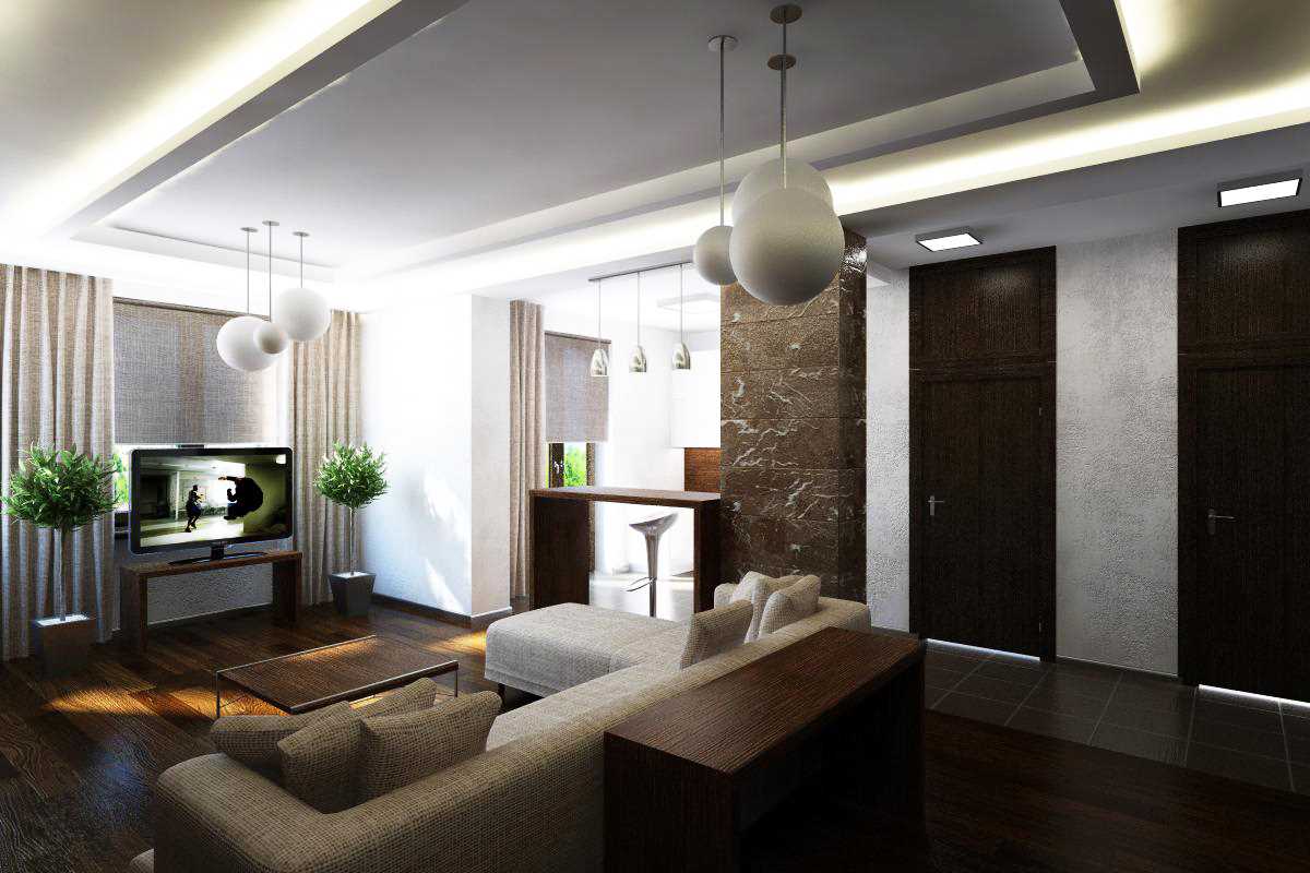 The idea of ​​the original design of the kitchen 3-room apartment