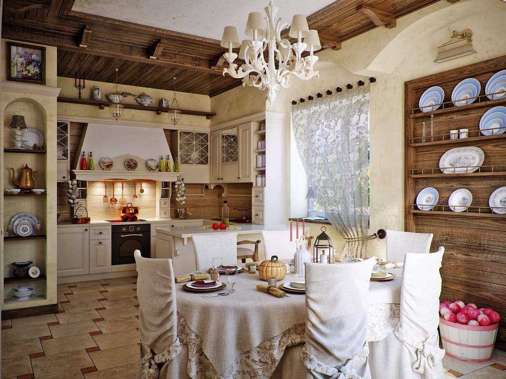 the idea of ​​an unusual design of a rustic kitchen