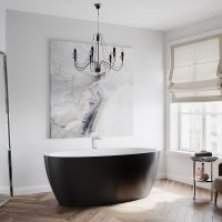 idea of ​​an unusual interior of a white bathroom photo