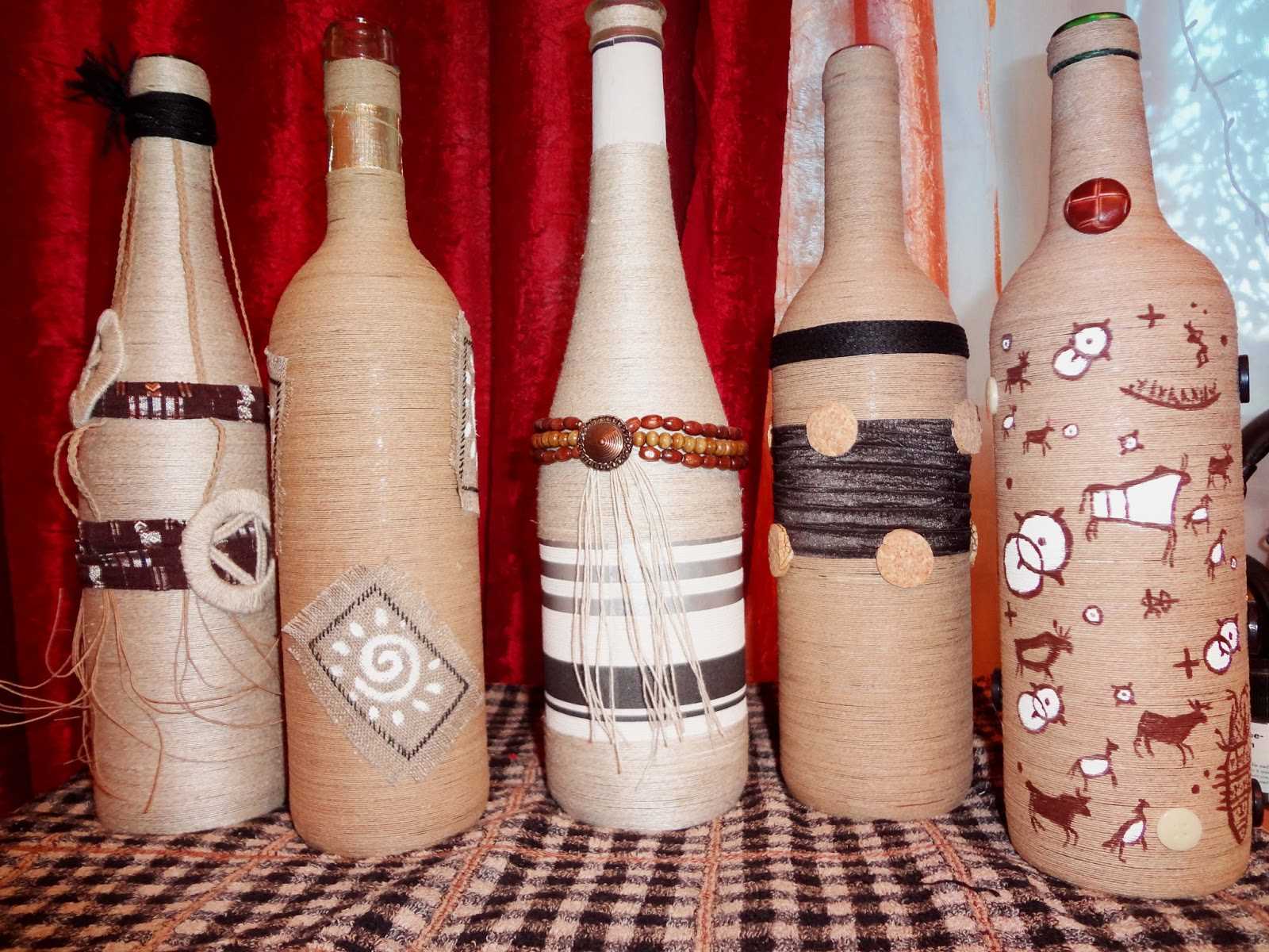 a variant of beautiful decoration of glass bottles with salt