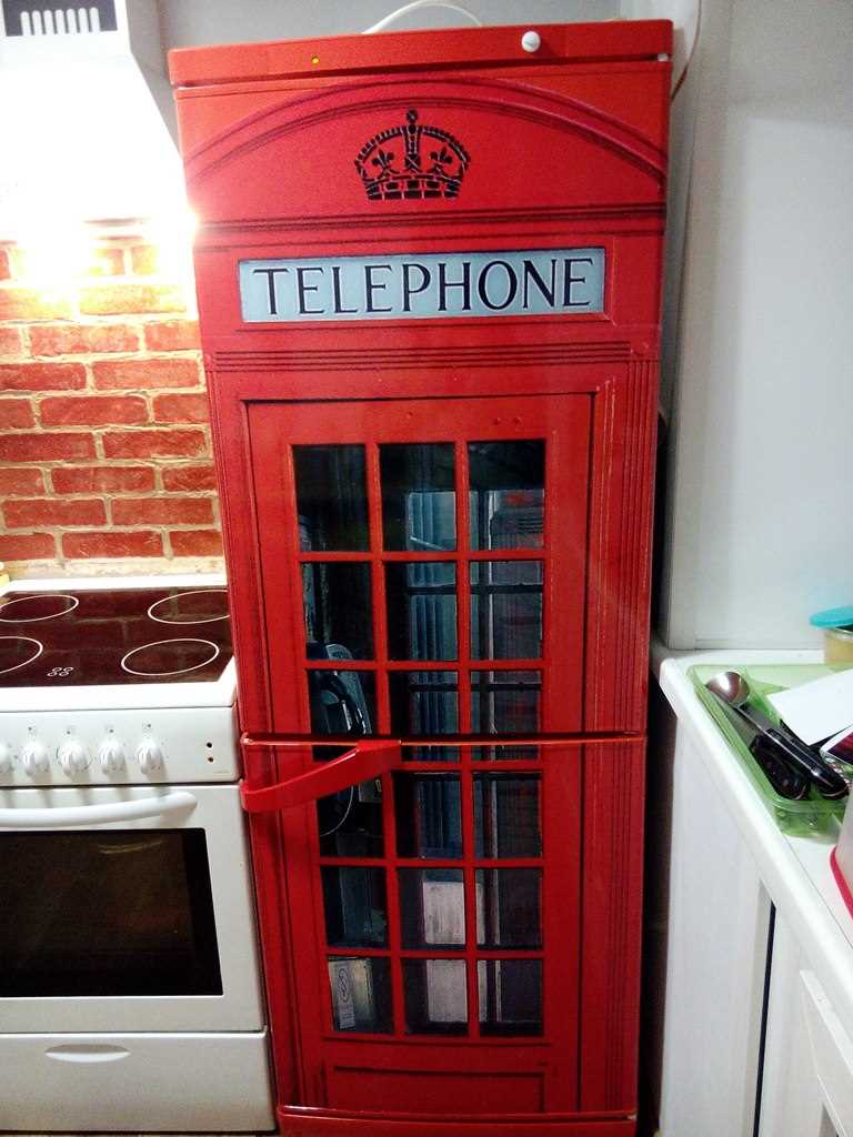 variant of the unusual design of the refrigerator in the kitchen