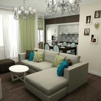 The idea of ​​the original interior of the kitchen 3-room apartment photo