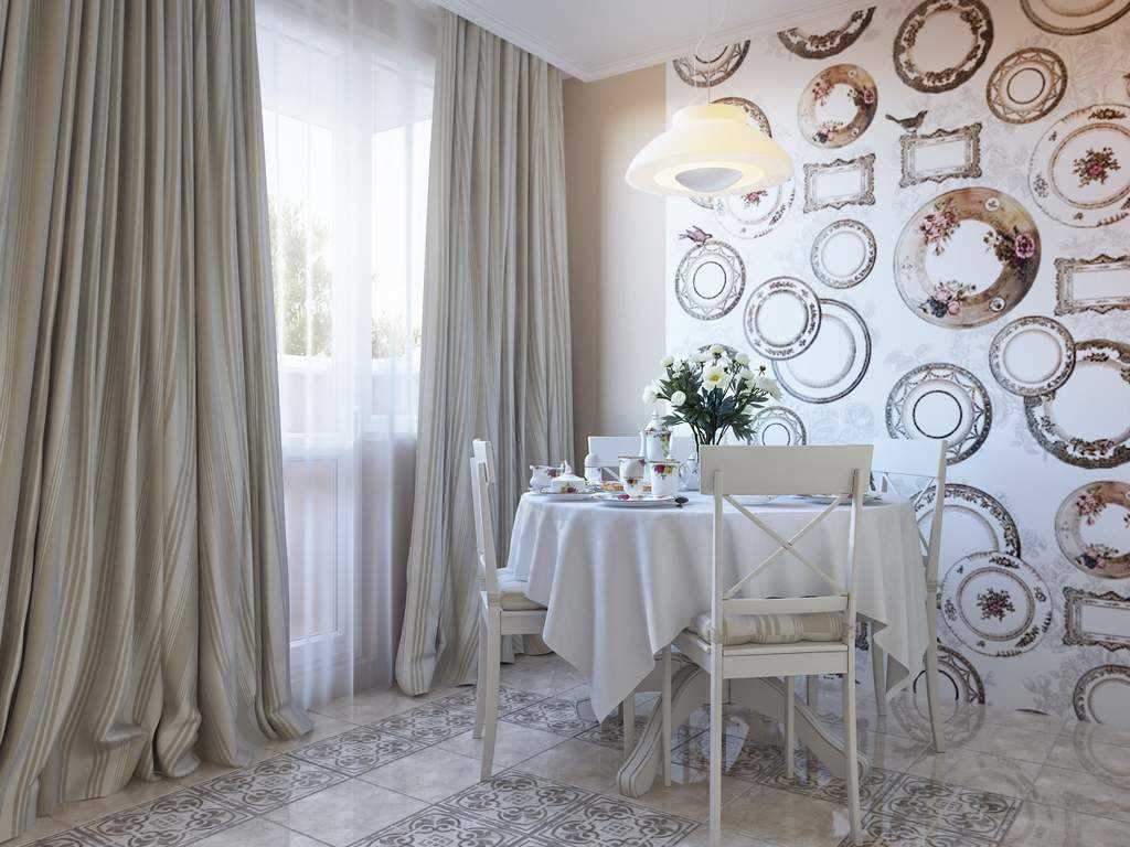 l'idea di un bellissimo salotto interno con piatti decorativi sul muro