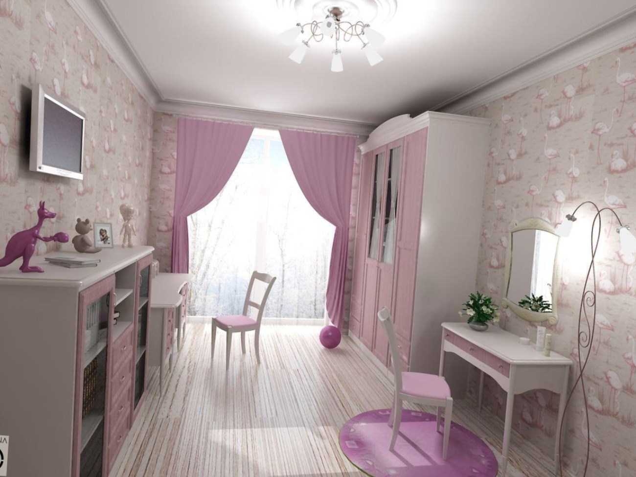 idea of ​​a bright bedroom style for a girl