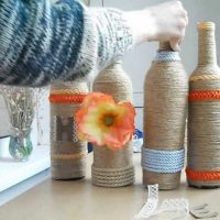 variant of unusual decoration of glass bottles with salt photo