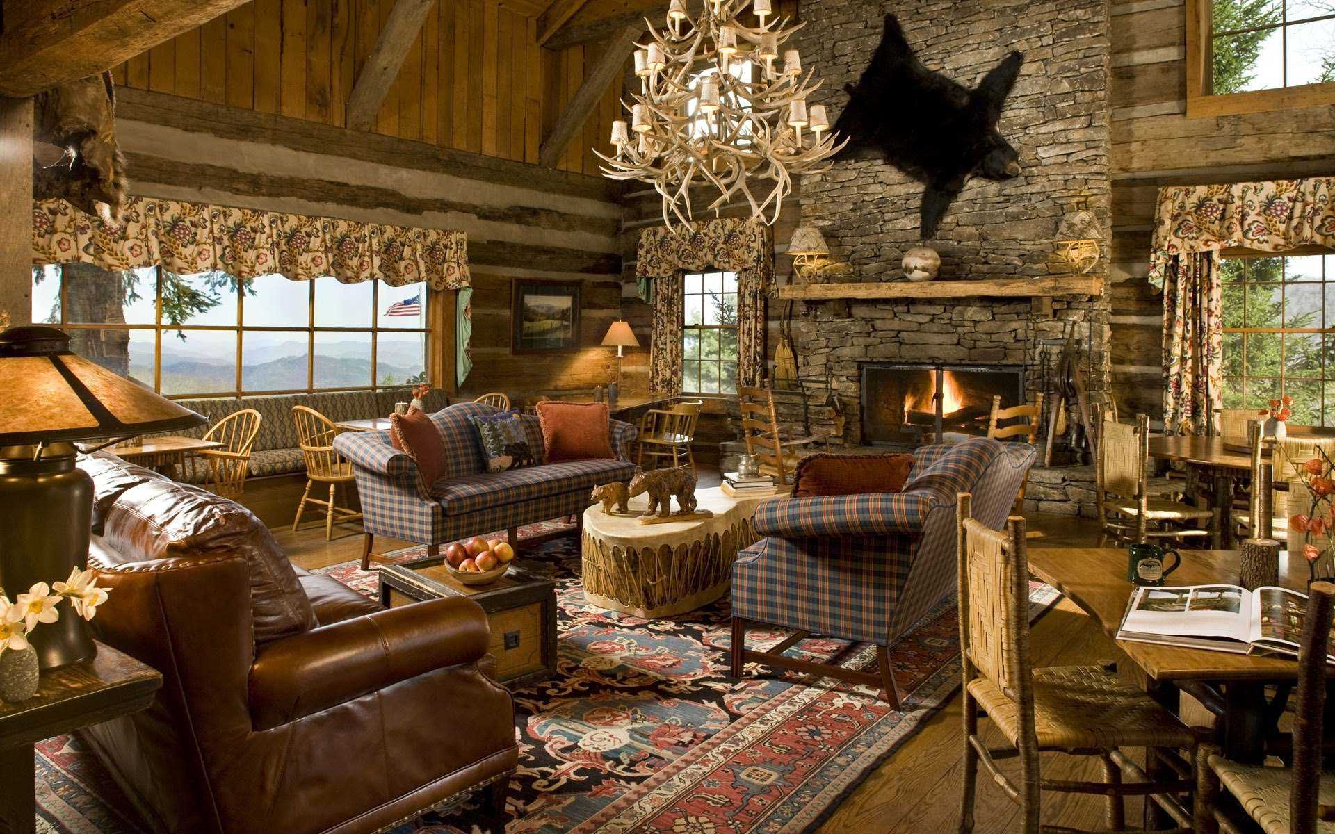 the idea of ​​the original interior of the living room in a rustic style