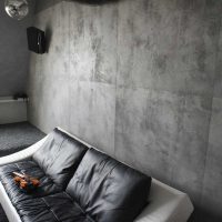 varijanta neobičnog ukrasnog žbuke u unutrašnjosti spavaće sobe za betonsku sliku