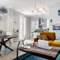 variante d'un beau décor d'un salon d'un appartement de 3 pièces photo