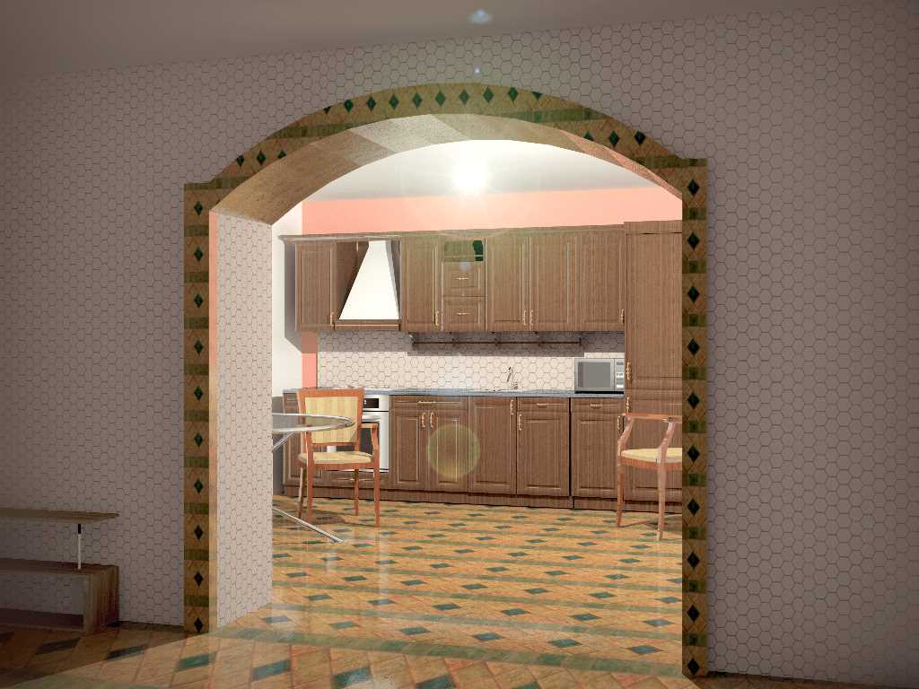 versione di un arredamento cucina moderna con un arco