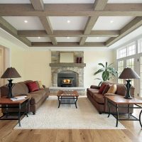 version of the original interior of the living room with decorative beams photo