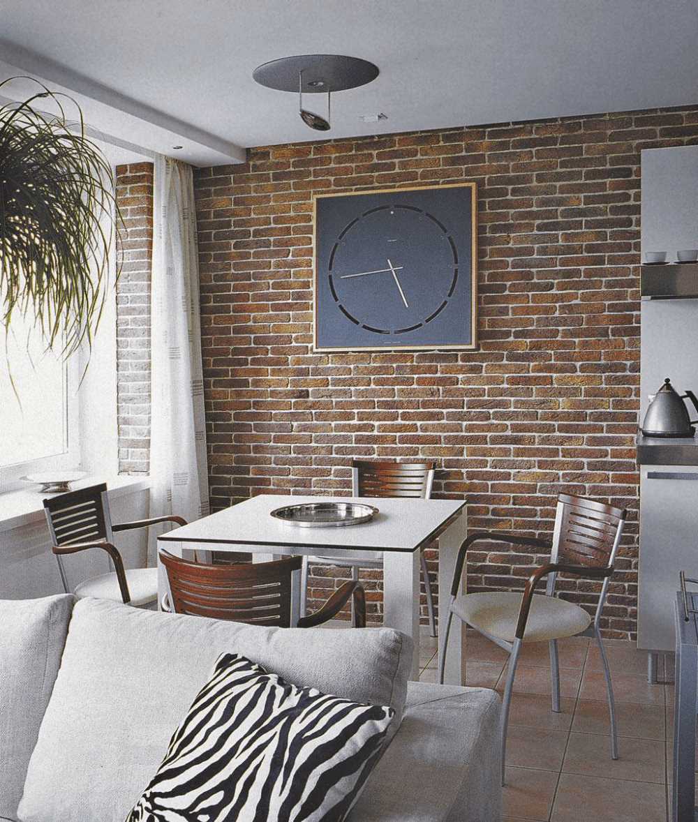 the idea of ​​using the original decorative brick in the design of the apartment