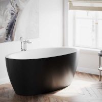 l'idée d'un intérieur de salle de bain insolite en noir et blanc