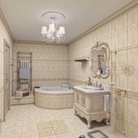 L'idée d'une conception de salle de bain légère dans une photo de style classique