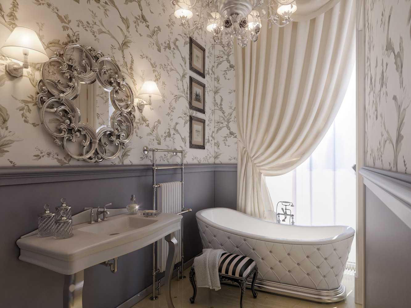 verzija svijetlog dizajna kupaonice u klasičnom stilu