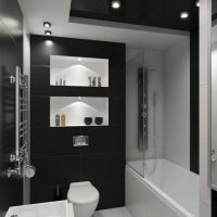 inačica neobičnog stila kupaonice u crno-bijelim tonovima fotografija