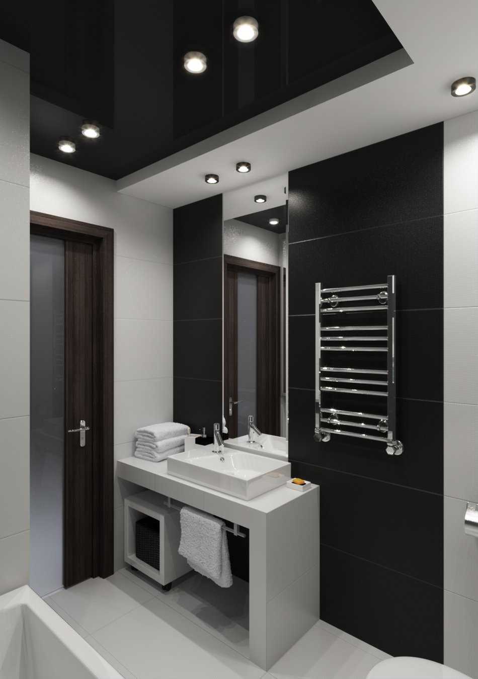 version of the modern bathroom interior in black and white