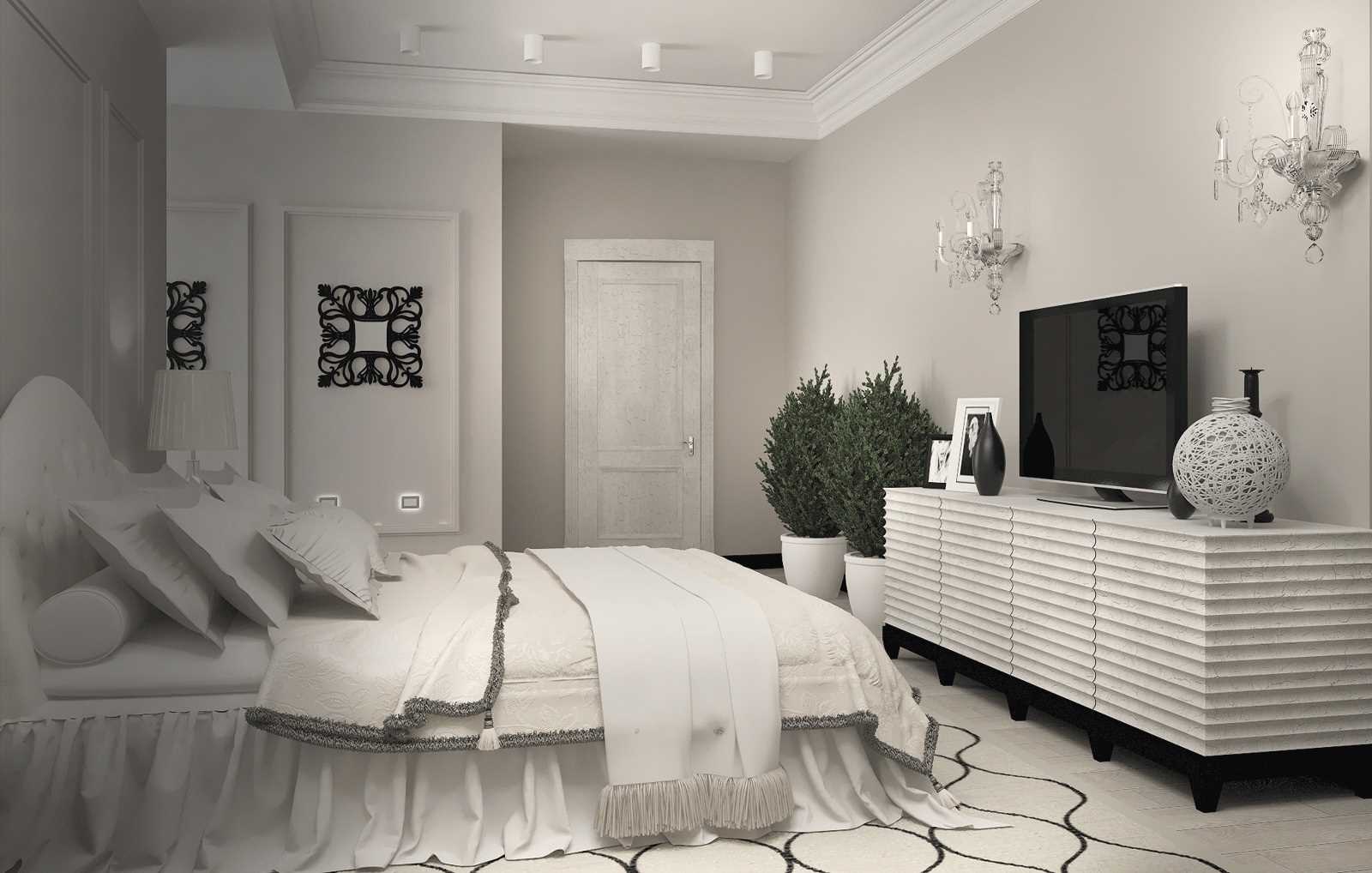 ideja bijele spavaće sobe modernog stila